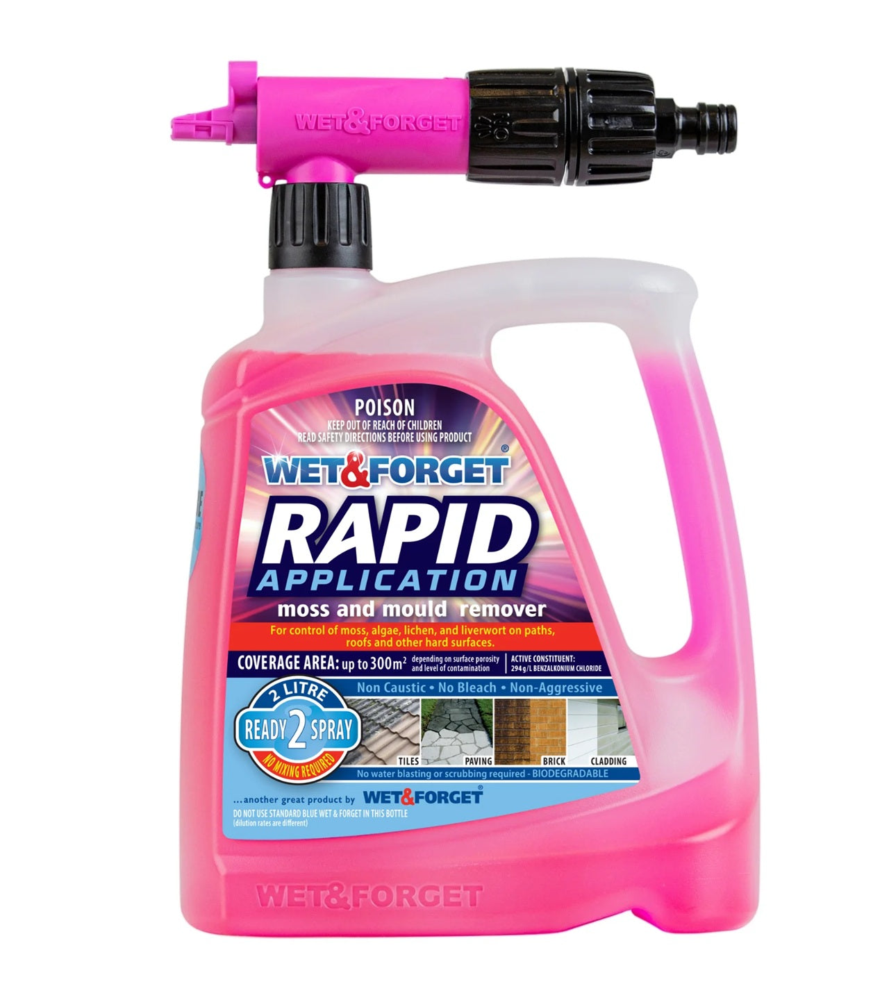 Wet & Forget - Rapid Application 2 L - Exterior Moss & Mould Remover Hose - End